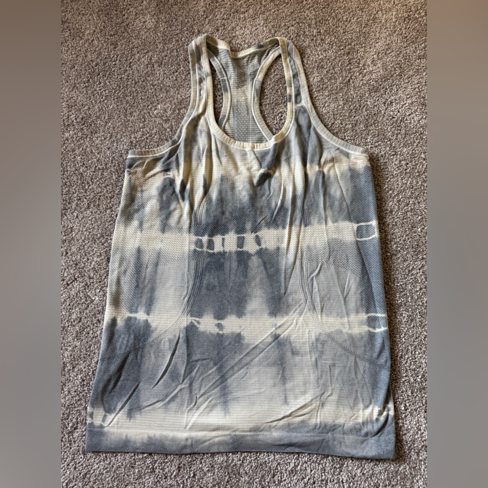 Lululemon Athletica Blue/White Tie-Dye Swiftly Tech Racerback Tank Top